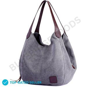 Brand New DOURR Shoulder Bag Gray Canvas Handbag